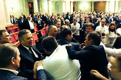В Раде произошла потасовка между народным депутатом из «Оппозиционного блока» Нестором Шуфричем и лидером Радикальной партии Олегом Ляшко.