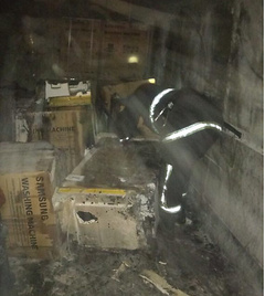 В Николаевском районе на автодороге М-14 «Одесса-Мелитополь-Новоазовск» вечером 5 июля во время движения грузовика загорелся его груз  стиральные машины.