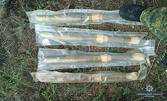В понедельник, 6 августа, между военным полигоном и поселком Тронка Березанского района местный житель случайно нашел ящик с боеприпасами.
