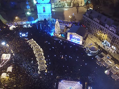В Киеве сняли видео, как выглядело празднование Нового года с высоты птичьего полета