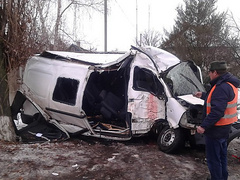 В Луганской области маршрутка с пассажирами врезалась в дерево, в результате аварии пострадали 10 человек.