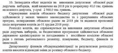 В проекте бюджета Николаевской области на 2018 год предлагается утвердить общий объем расходов «на выполнение депутатами облсовета поручений избирателей» в сумме 2 миллиона 560 тысяч гривен.
